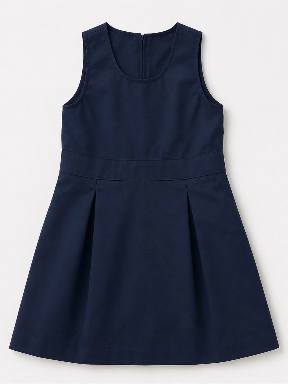 Girls Navy School Uniform Jumper Dress Pleated Pockets